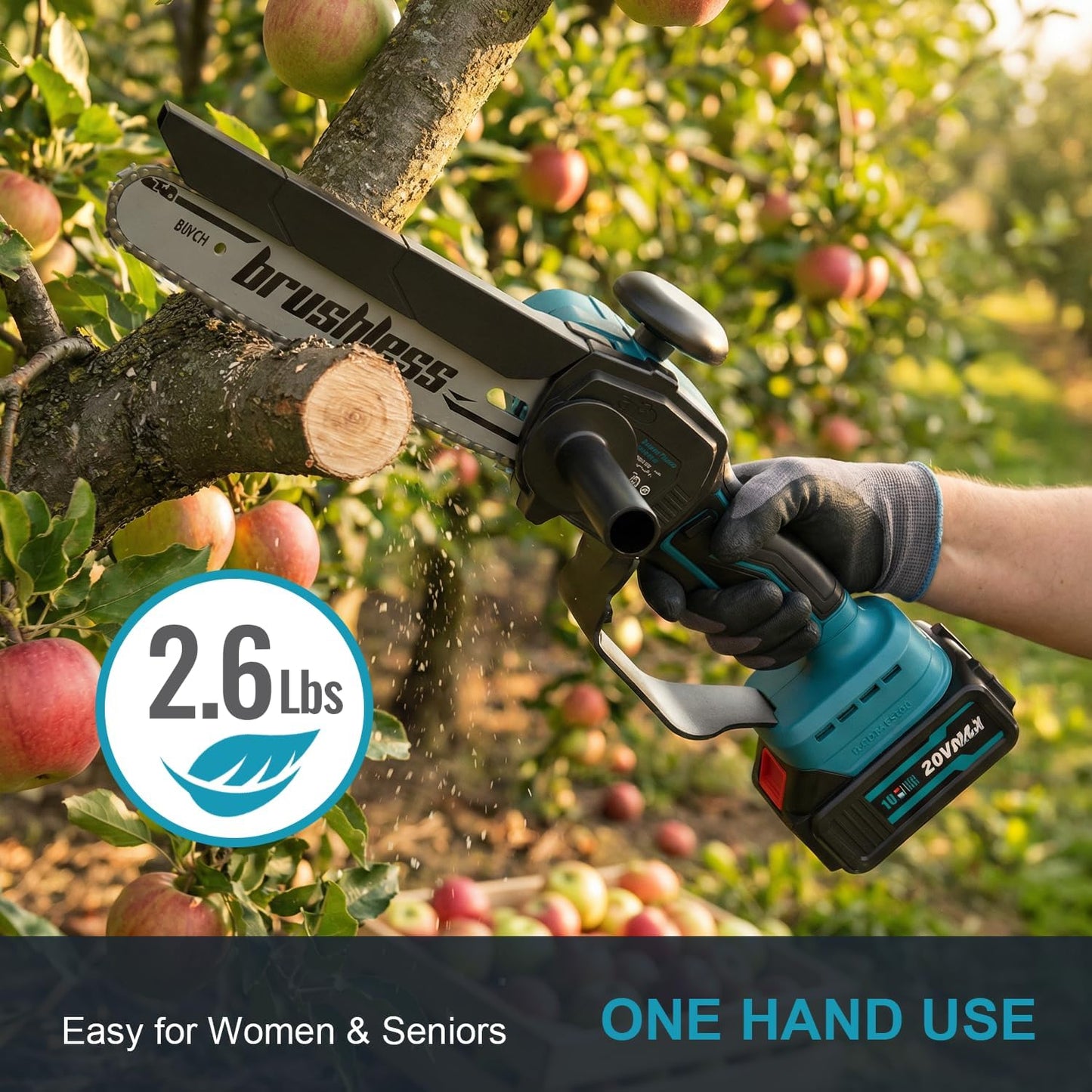 Cordless Mini Chainsaw, 20V MAX 8 inch & 6 inch Powered Handheld Electric Chainsaws,2 Pack Rechargeable Batteries Powered Portable Small Pruning Chain Saw for Tree Pruning Wood Cutting Trimming