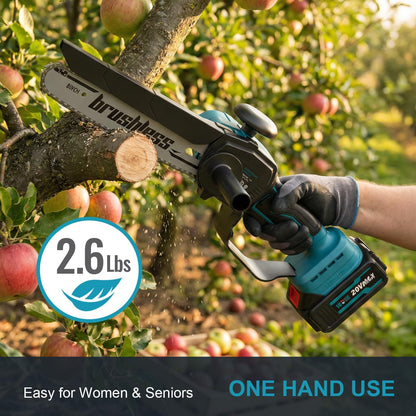 Cordless Mini Chainsaw, 20V MAX 8 inch & 6 inch Powered Handheld Electric Chainsaws,2 Pack Rechargeable Batteries Powered Portable Small Pruning Chain Saw for Tree Pruning Wood Cutting Trimming