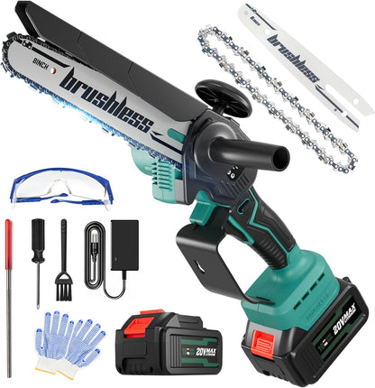 Cordless Mini Chainsaw, 20V MAX 8 inch & 6 inch Powered Handheld Electric Chainsaws,2 Pack Rechargeable Batteries Powered Portable Small Pruning Chain Saw for Tree Pruning Wood Cutting Trimming