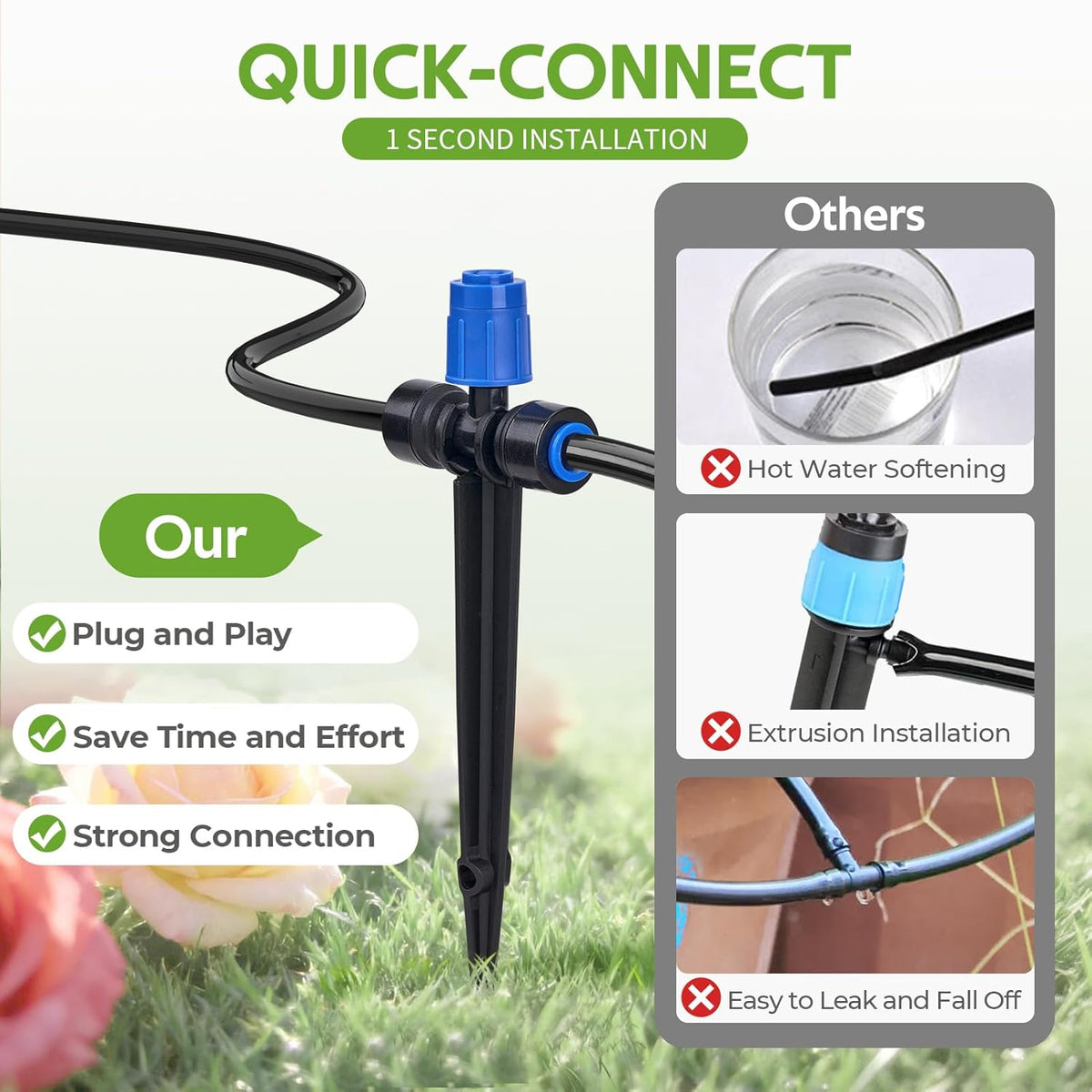 140FT Quick-Connect Drip Irrigation Kit for Large Gardens