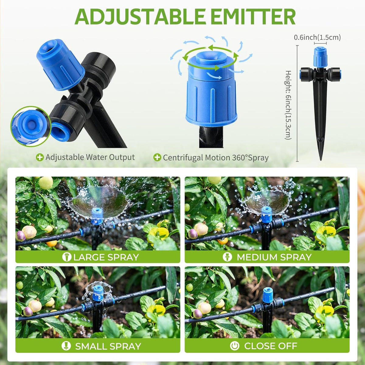 140FT Quick-Connect Drip Irrigation Kit for Large Gardens