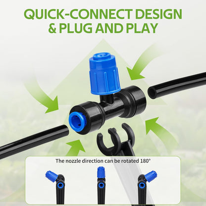 140FT Quick-Connect Drip Irrigation Kit for Large Gardens
