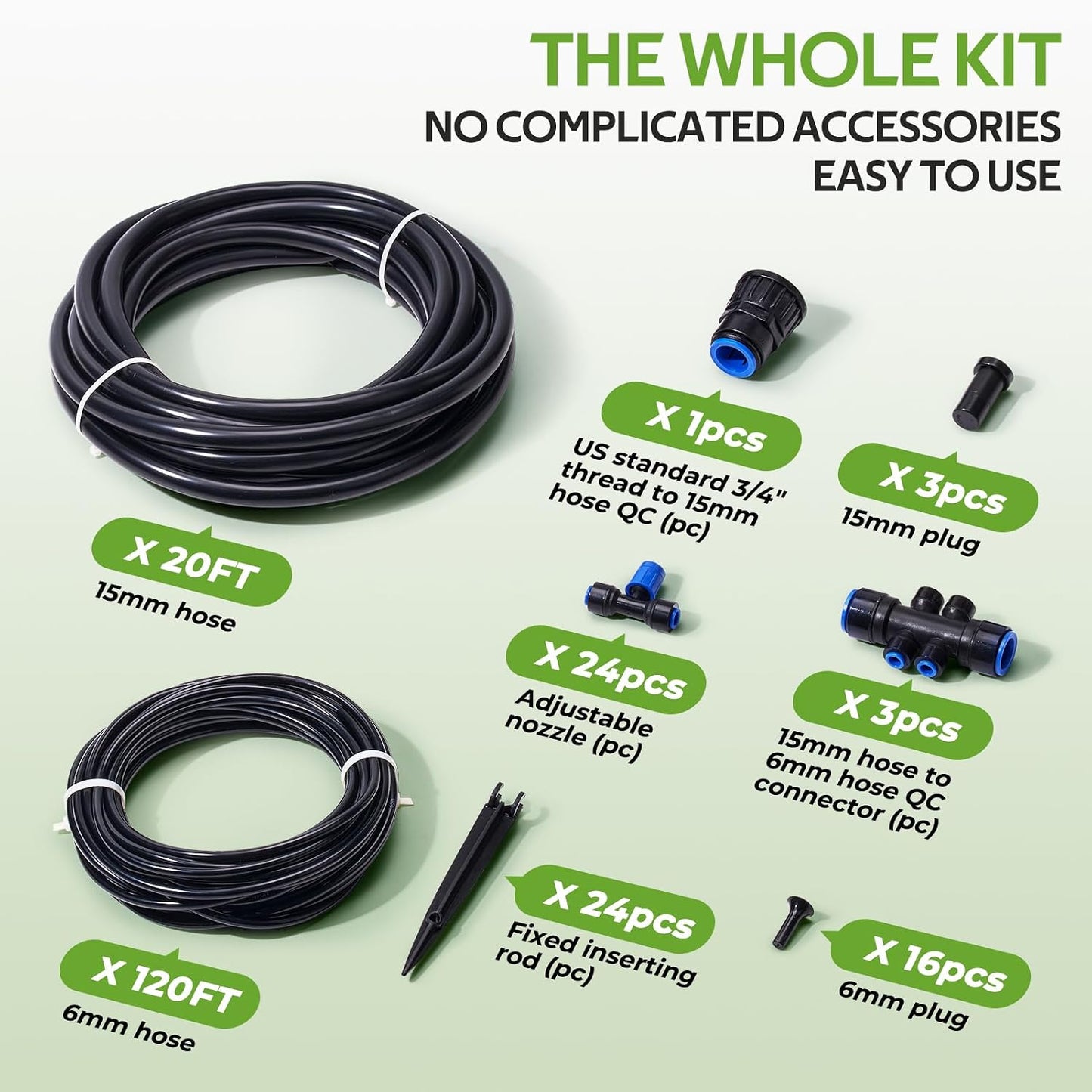 140FT Quick-Connect Drip Irrigation Kit for Large Gardens