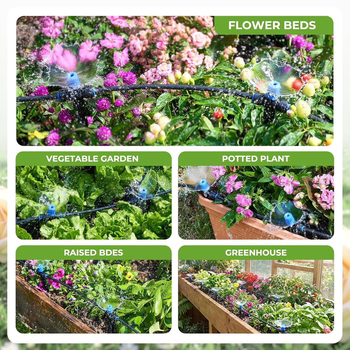 140FT Quick-Connect Drip Irrigation Kit for Large Gardens