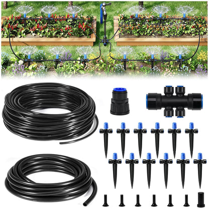 140FT Quick-Connect Drip Irrigation Kit for Large Gardens