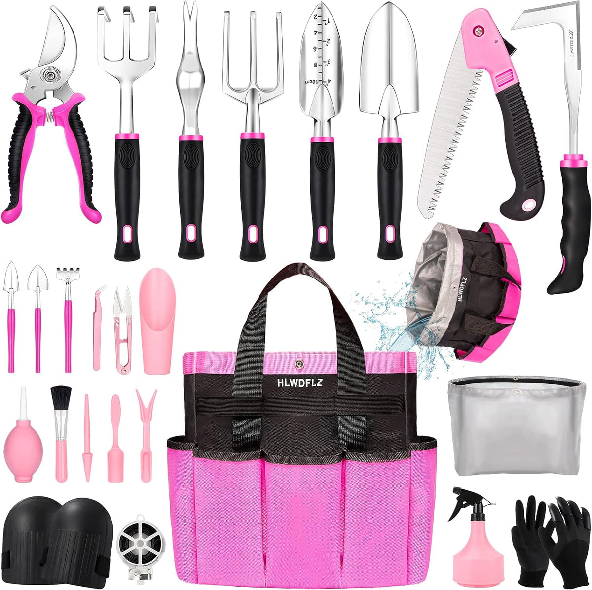 Purple Garden Tool Set Gardening Items for Women - 11PCS Heavy Duty Garden Tools with Detachable Storage Bag, Weeder, Dual-Purpose Hoe