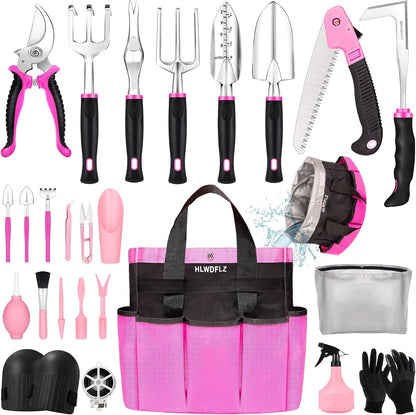 Purple Garden Tool Set Gardening Items for Women - 11PCS Heavy Duty Garden Tools with Detachable Storage Bag, Weeder, Dual-Purpose Hoe