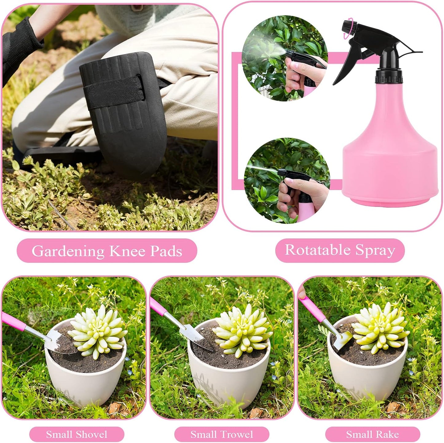 Purple Garden Tool Set Gardening Items for Women - 11PCS Heavy Duty Garden Tools with Detachable Storage Bag, Weeder, Dual-Purpose Hoe