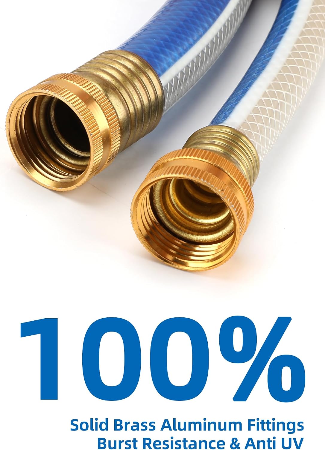 Lead-in Blue Garden Hose 3/4 in. x 15 ft. - No Kink, Leak Free, Flexible, Male to Female Fittings - Heavy Duty Lightweight PVC Water Hose -150PSI Work & 500PSI Burst, for Reel Cart & Commercial Use