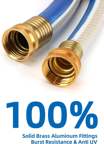 Lead-in Blue Garden Hose 3/4 in. x 15 ft. - No Kink, Leak Free, Flexible, Male to Female Fittings - Heavy Duty Lightweight PVC Water Hose -150PSI Work & 500PSI Burst, for Reel Cart & Commercial Use