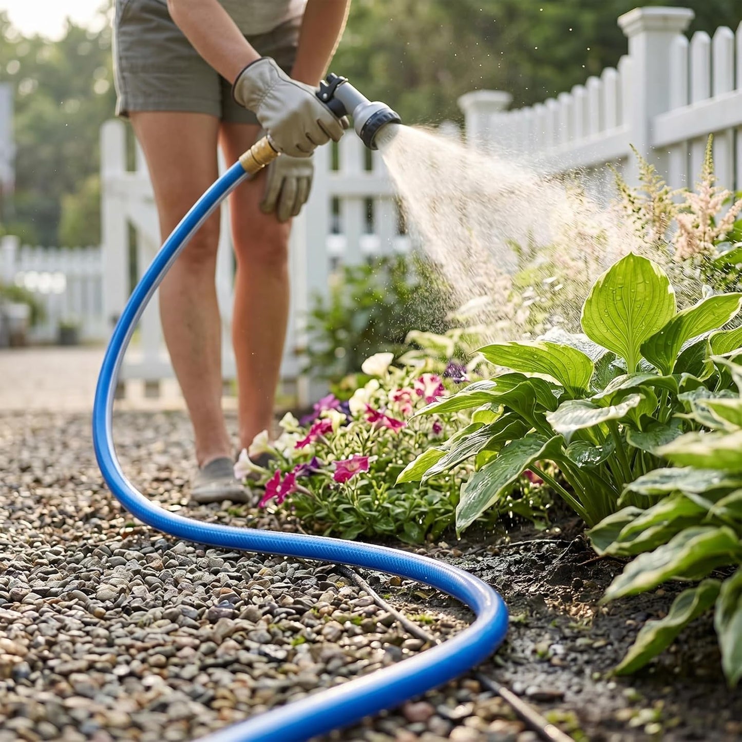 Lead-in Blue Garden Hose 3/4 in. x 15 ft. - No Kink, Leak Free, Flexible, Male to Female Fittings - Heavy Duty Lightweight PVC Water Hose -150PSI Work & 500PSI Burst, for Reel Cart & Commercial Use