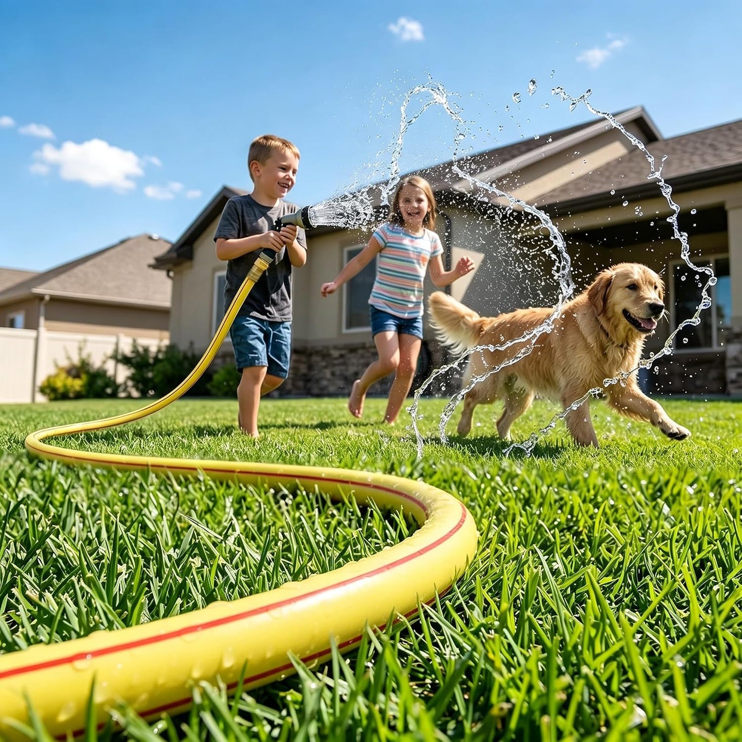 Lead-in Blue Garden Hose 3/4 in. x 15 ft. - No Kink, Leak Free, Flexible, Male to Female Fittings - Heavy Duty Lightweight PVC Water Hose -150PSI Work & 500PSI Burst, for Reel Cart & Commercial Use