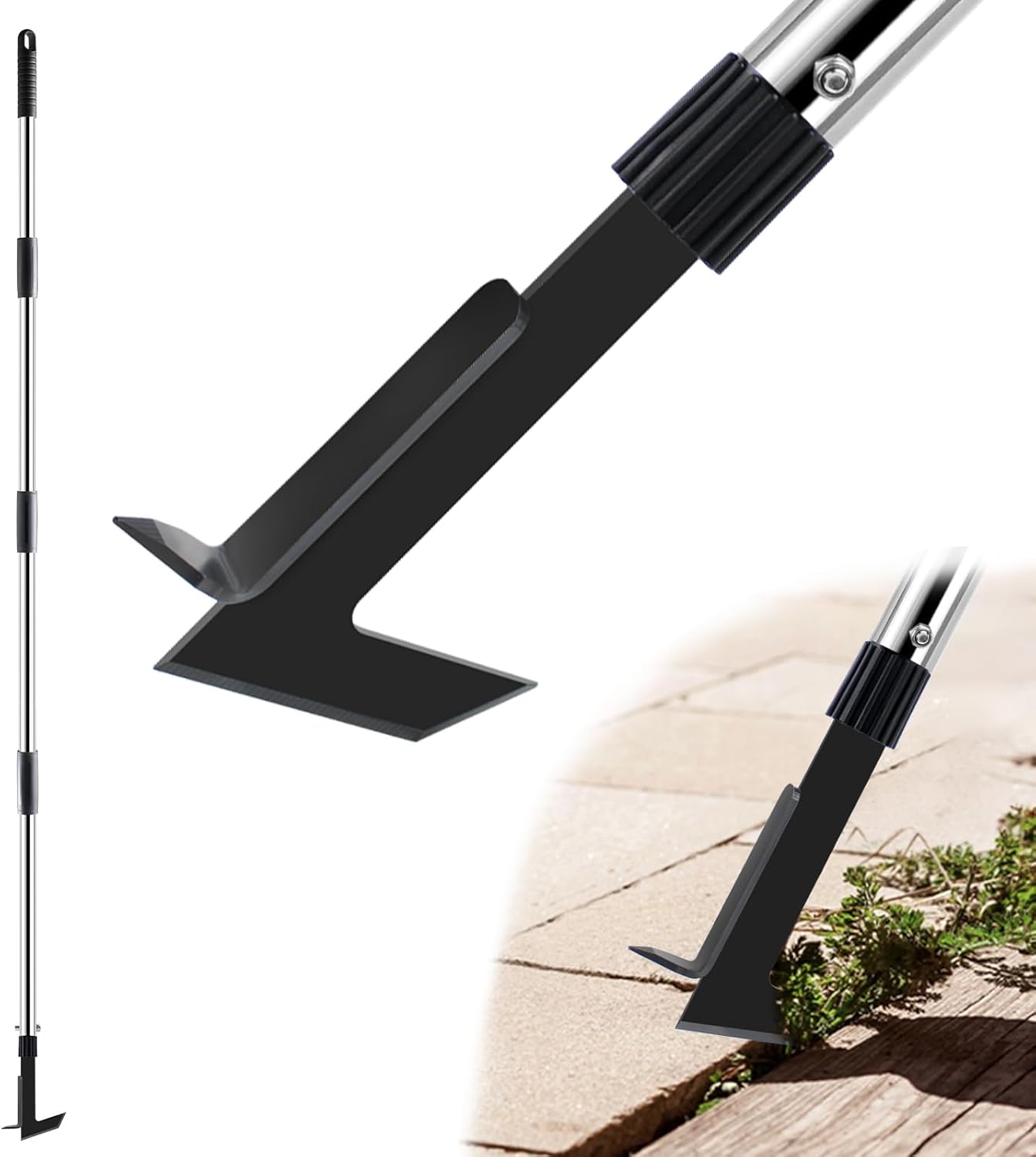 Crack Weeder with Long Handle, 60" Manual Crevice Weeding Tool
