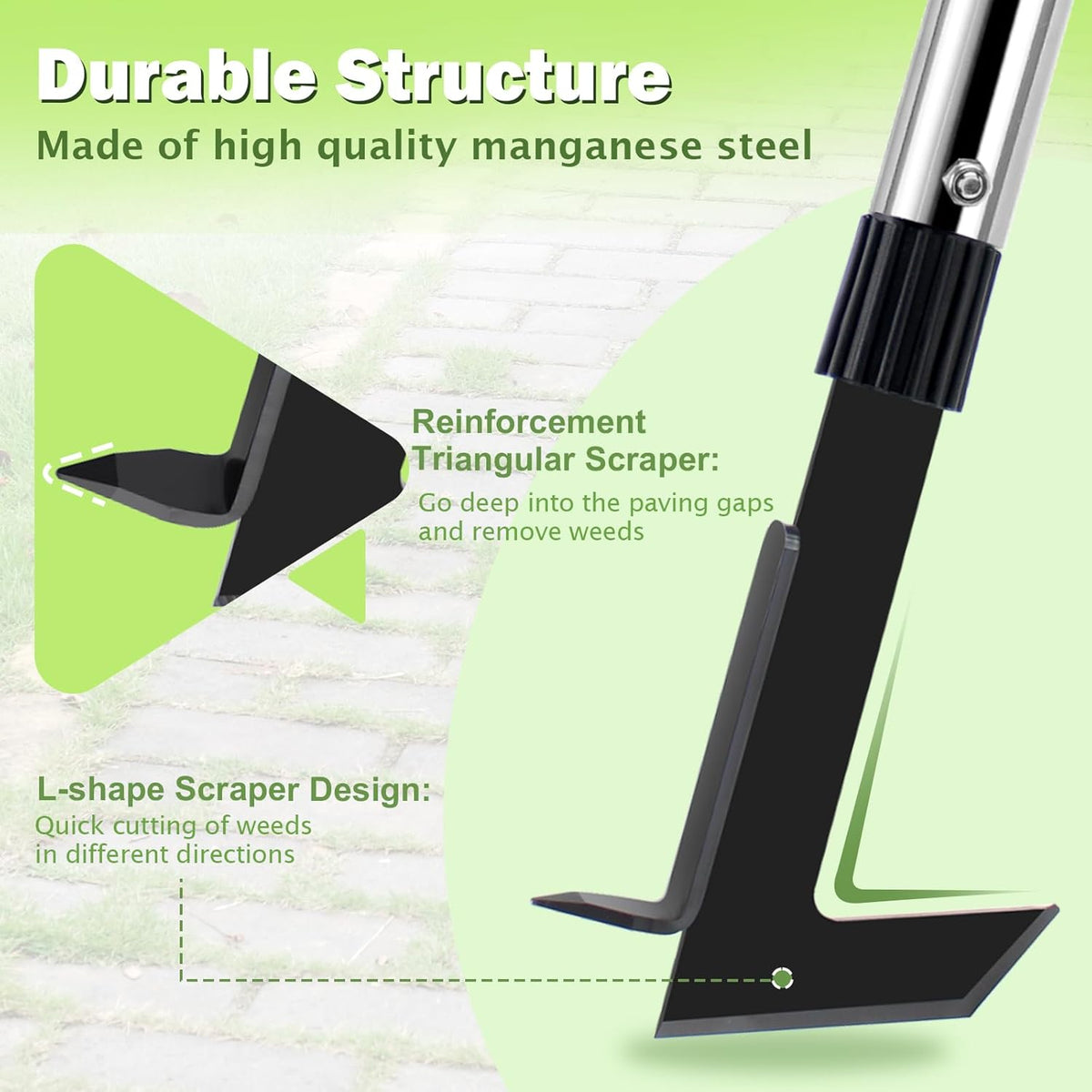 Crack Weeder with Long Handle, 60" Manual Crevice Weeding Tool