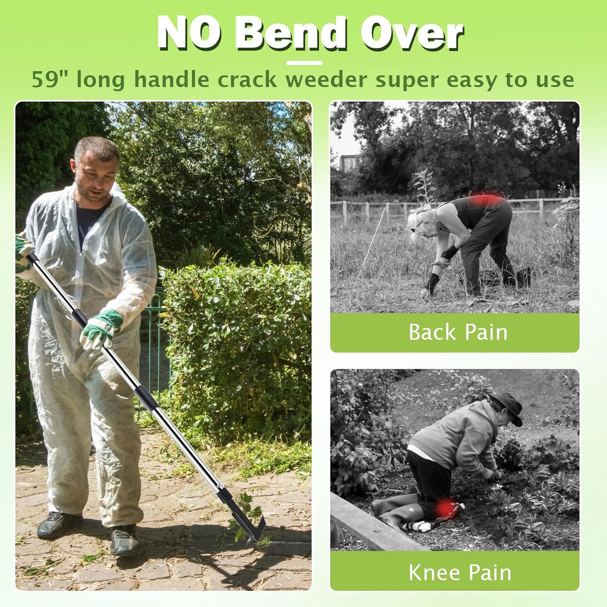Crack Weeder with Long Handle, 60" Manual Crevice Weeding Tool