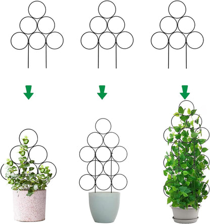 Trellis for Climbing Plants Indoor,4 Pack Stackable Garden Trellis for Potted Plant Support, 15.7 Inch Small Houseplant Metal Wire Trellis for Vine Ivy Rose Plant Trellis (Black)
