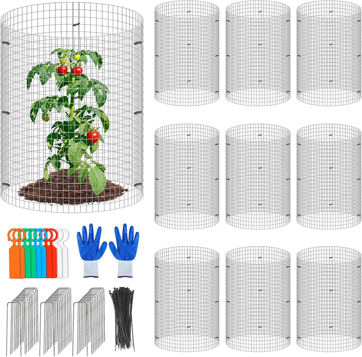 30Pcs Garden Plant Protector Cage 12''x12'', 10 Set Metal Wire Protectors