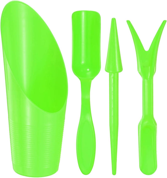 2-Set Garden Shovel Hand Tools Transplanting Succulent Cultivation Digging Scoops Kits, Plastic Mini Garden Tool Set for Flower Planting/Bonsai Potting [Green]