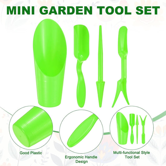 2-Set Garden Shovel Hand Tools Transplanting Succulent Cultivation Digging Scoops Kits, Plastic Mini Garden Tool Set for Flower Planting/Bonsai Potting [Green]