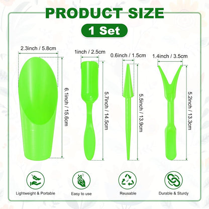 2-Set Garden Shovel Hand Tools Transplanting Succulent Cultivation Digging Scoops Kits, Plastic Mini Garden Tool Set for Flower Planting/Bonsai Potting [Green]