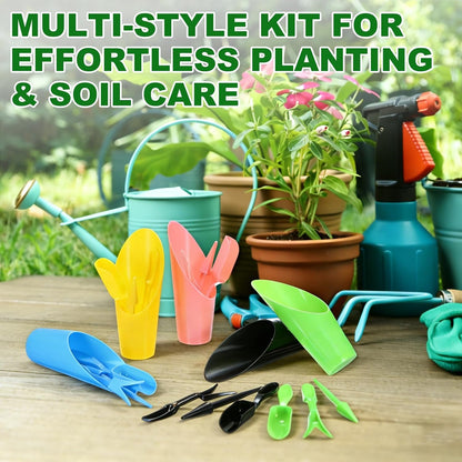 2-Set Garden Shovel Hand Tools Transplanting Succulent Cultivation Digging Scoops Kits, Plastic Mini Garden Tool Set for Flower Planting/Bonsai Potting [Green]