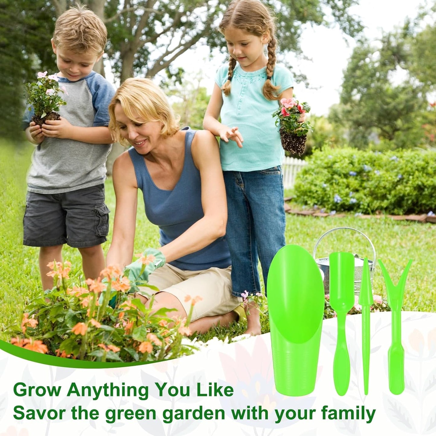 2-Set Garden Shovel Hand Tools Transplanting Succulent Cultivation Digging Scoops Kits, Plastic Mini Garden Tool Set for Flower Planting/Bonsai Potting [Green]