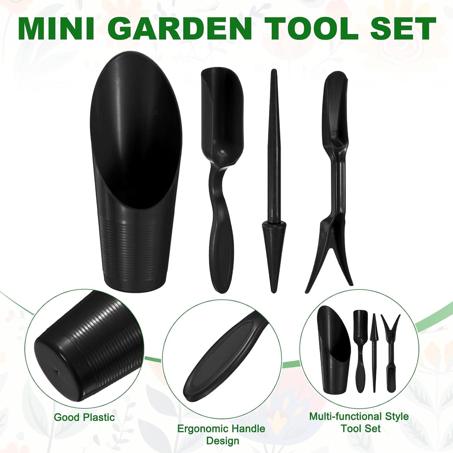 2-Set Garden Shovel Hand Tools Transplanting Succulent Cultivation Digging Scoops Kits, Plastic Mini Garden Tool Set for Flower Planting/Bonsai Potting [Green]
