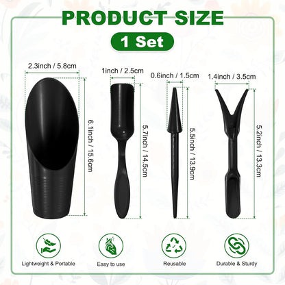 2-Set Garden Shovel Hand Tools Transplanting Succulent Cultivation Digging Scoops Kits, Plastic Mini Garden Tool Set for Flower Planting/Bonsai Potting [Green]