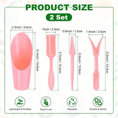 2-Set Garden Shovel Hand Tools Transplanting Succulent Cultivation Digging Scoops Kits, Plastic Mini Garden Tool Set for Flower Planting/Bonsai Potting [Green]