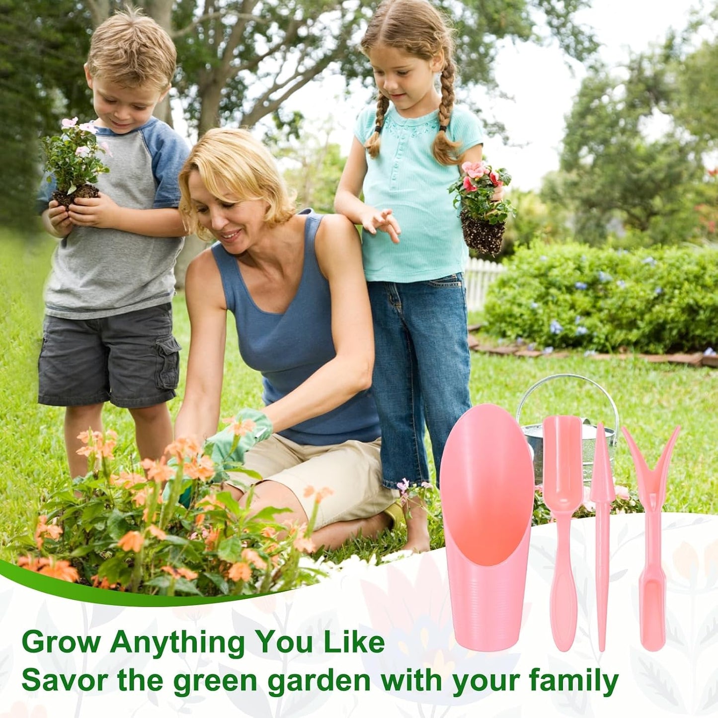 2-Set Garden Shovel Hand Tools Transplanting Succulent Cultivation Digging Scoops Kits, Plastic Mini Garden Tool Set for Flower Planting/Bonsai Potting [Green]