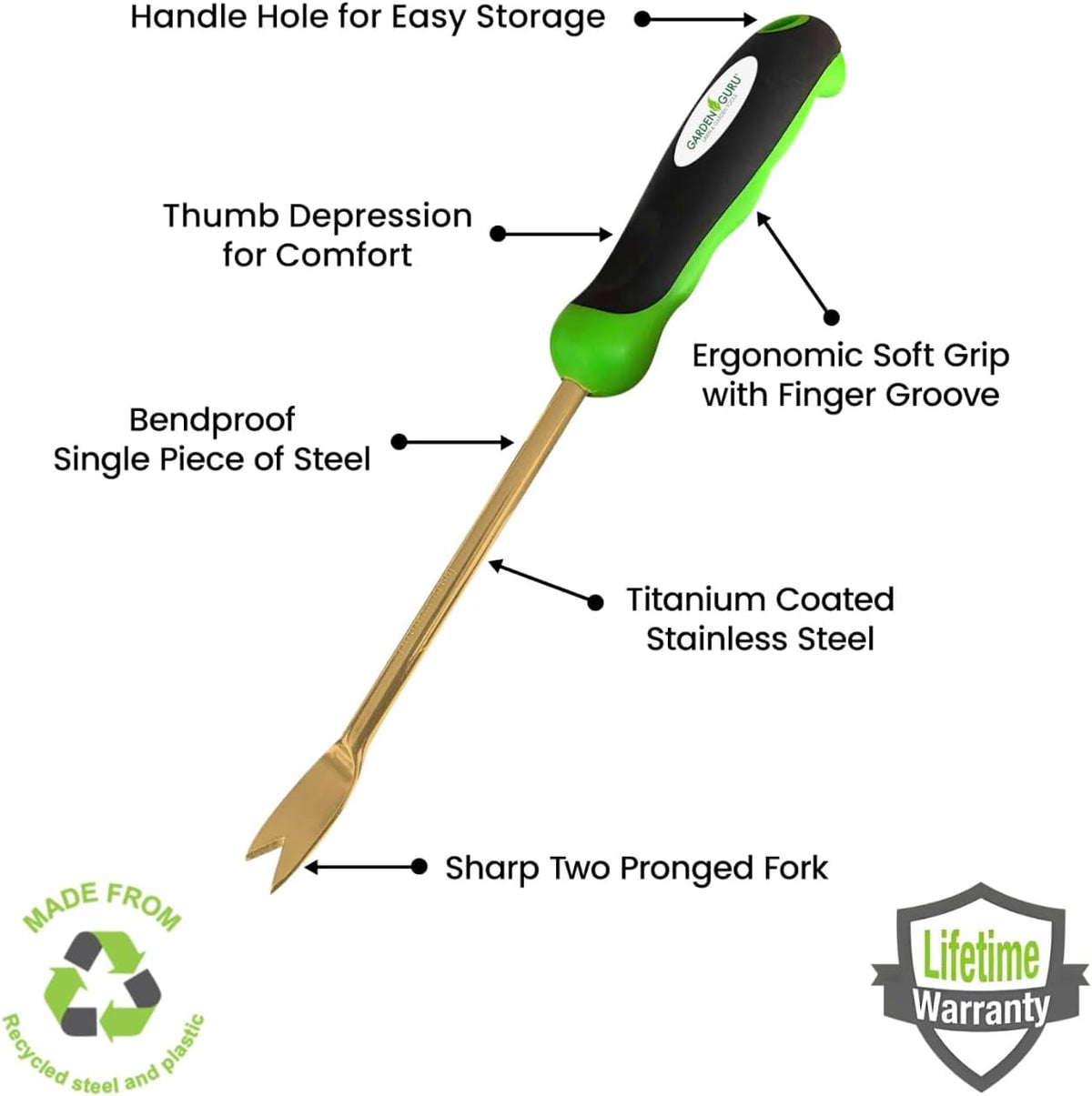 Dandelion Weeder Tool with Ergonomic Handle - Stainless Steel Weed Puller for Planting, Weeding, Flower and Vegetable Care in Lawn Garden Yard | Rust Resistant