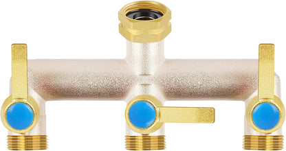 Upgraded Brass Garden Hose Splitter 3 Way Heavy Duty with Extension Handle