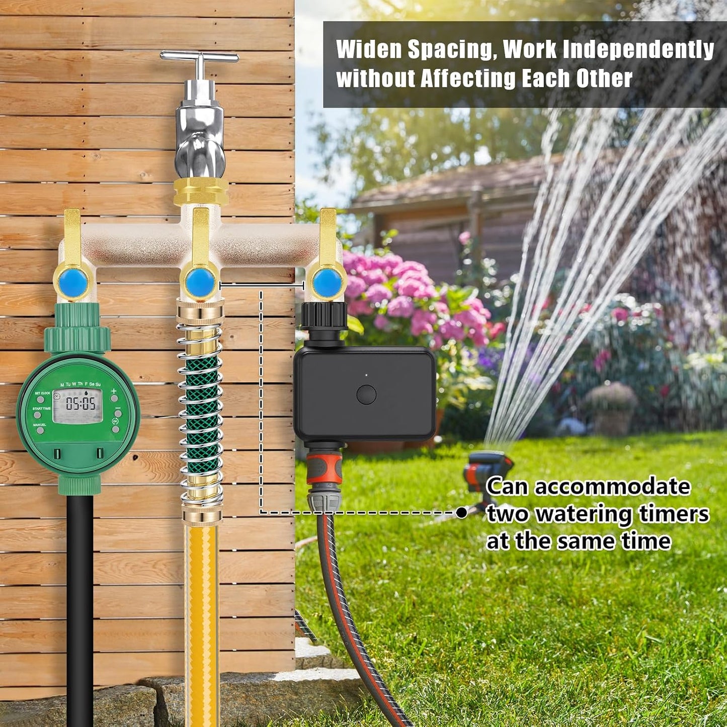Upgraded Brass Garden Hose Splitter 3 Way Heavy Duty with Extension Handle