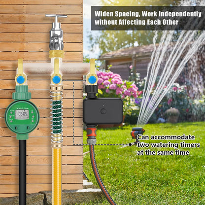 Upgraded Brass Garden Hose Splitter 3 Way Heavy Duty with Extension Handle