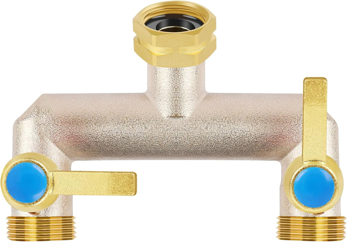 Upgraded Brass Garden Hose Splitter 3 Way Heavy Duty with Extension Handle