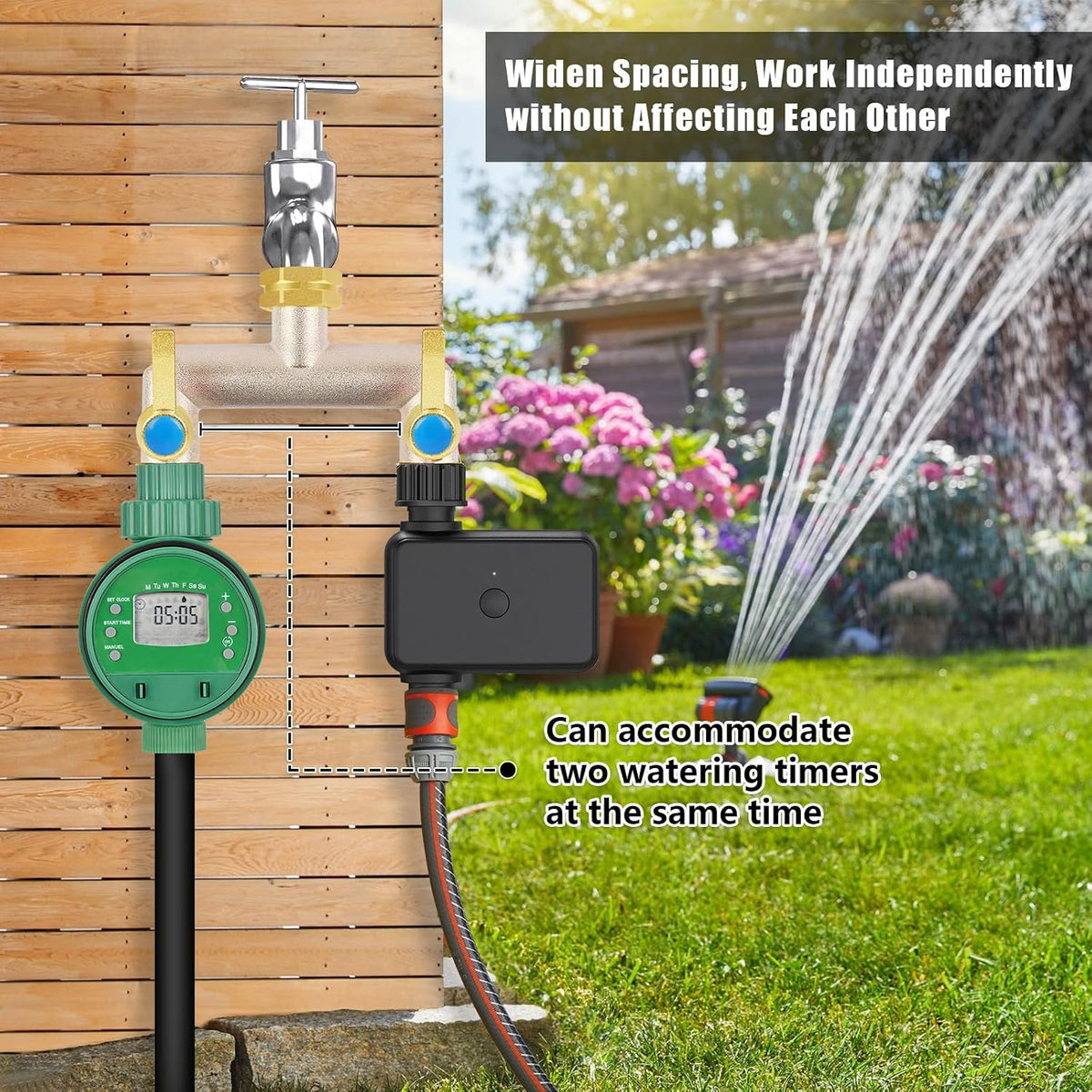 Upgraded Brass Garden Hose Splitter 3 Way Heavy Duty with Extension Handle