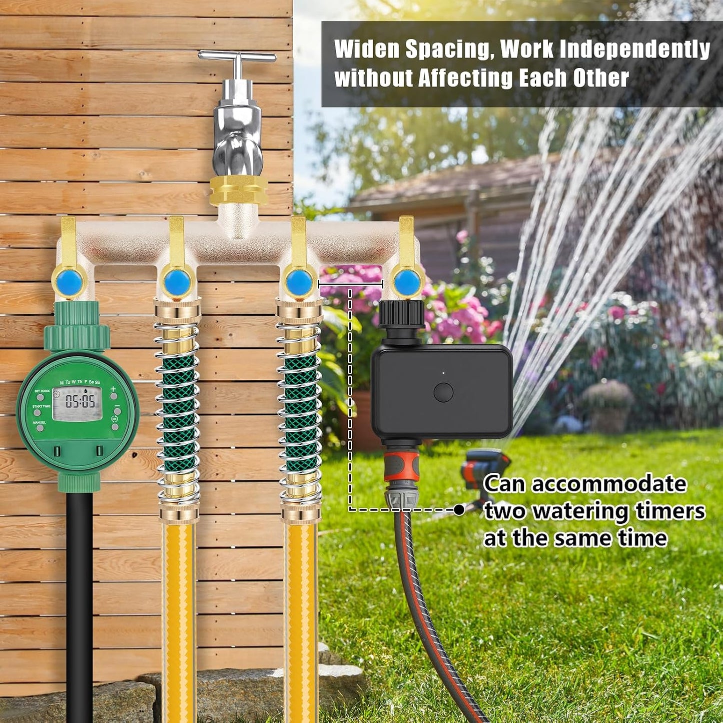 Upgraded Brass Garden Hose Splitter 3 Way Heavy Duty with Extension Handle