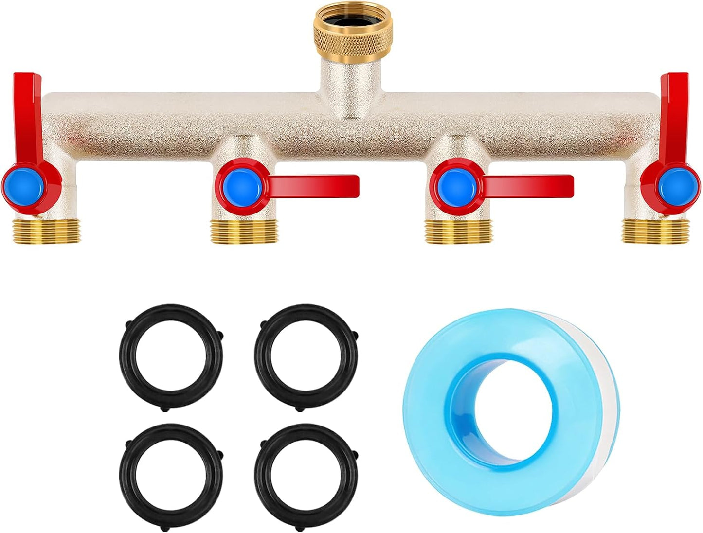 Upgraded Brass Garden Hose Splitter 3 Way Heavy Duty with Extension Handle
