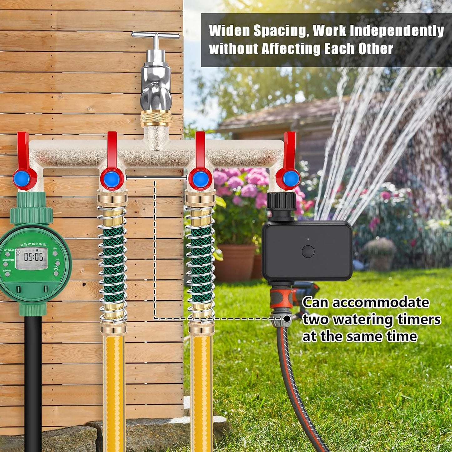 Upgraded Brass Garden Hose Splitter 3 Way Heavy Duty with Extension Handle