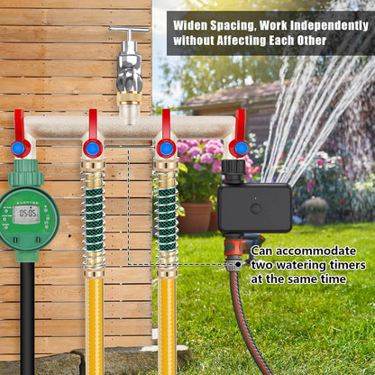 Upgraded Brass Garden Hose Splitter 3 Way Heavy Duty with Extension Handle