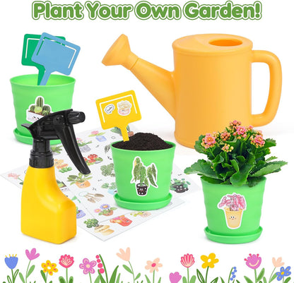 Kids Gardening Tool Set, 20PCS Gardening Toys Includes Metal Rake,Fork,Trowel,Apron,Gloves,Watering Can,Tote Bag and Strickers, Garden Tool Kit for Kids, Outdoor Toys Gift for Boys Girls