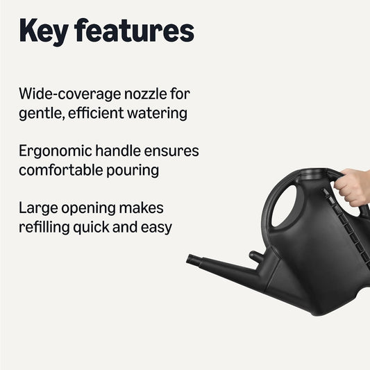 Watering Can, Black, 2.64 Gallon Capacity