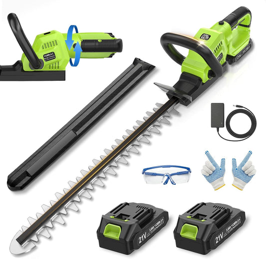 Hedge Trimmer Cordless, 20-Inch for Bushes, 2 Batteries, Lightweight Design