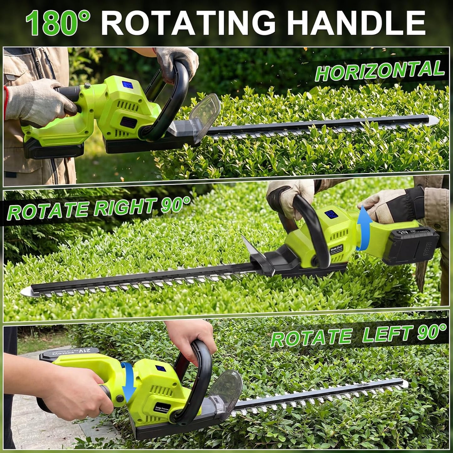 Hedge Trimmer Cordless, 20-Inch for Bushes, 2 Batteries, Lightweight Design