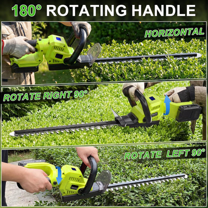 Hedge Trimmer Cordless, 20-Inch for Bushes, 2 Batteries, Lightweight Design