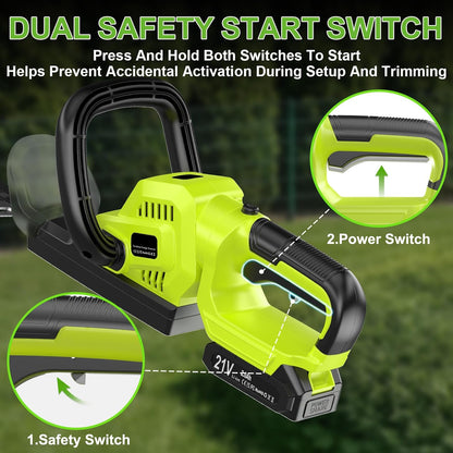 Hedge Trimmer Cordless, 20-Inch for Bushes, 2 Batteries, Lightweight Design