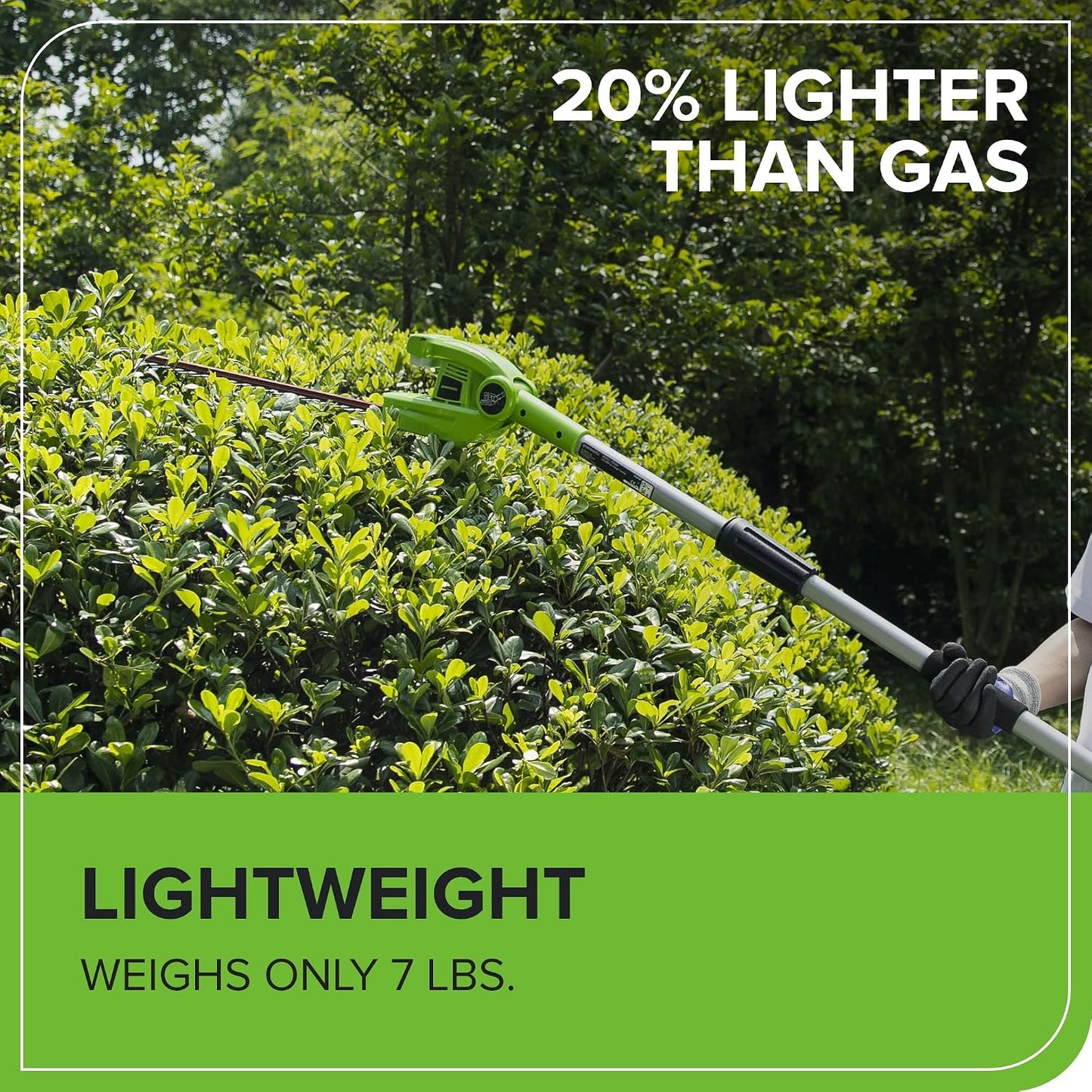 40V 20" Cordless Pole Hedge Trimmer, 2.0Ah Battery and Charger Included