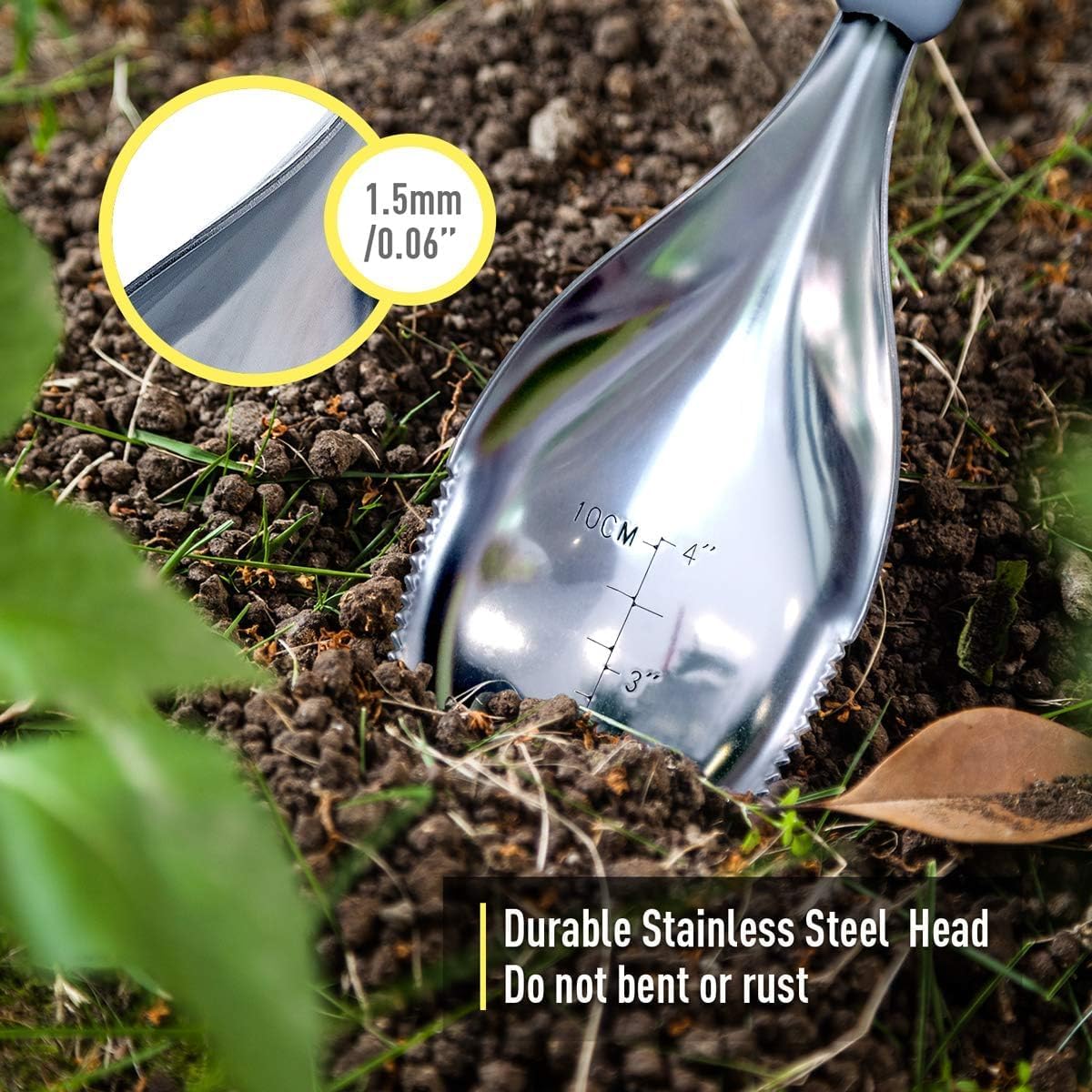 2Pack Garden Trowel, Stainless Steel Hand Shovel with Ergonomic Handle, Multi-Use Soil Scoops for Digging, Planting, Transplanting, Cultivating(Blue)