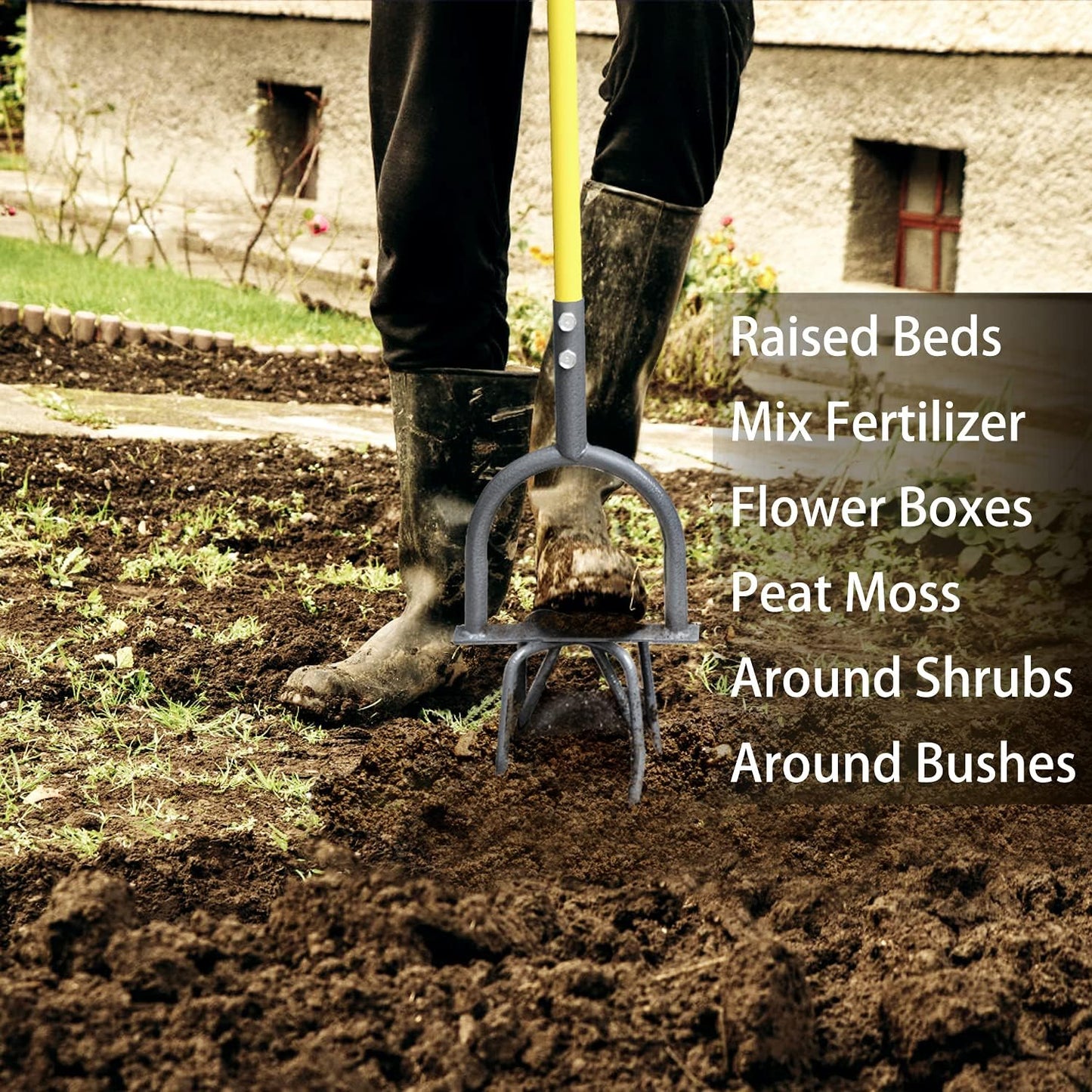 Hand Tiller for Gardening, Manual Twist Tiller Cultivator, Heavy Duty Garden Claw, Soil Loosener & Lawn Aerator for Soil Mixing, Garden, Flower Box and Raised Bed
