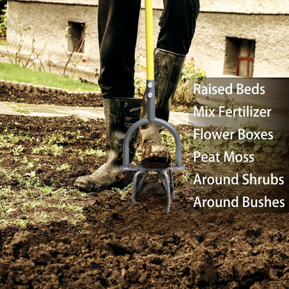 Hand Tiller for Gardening, Manual Twist Tiller Cultivator, Heavy Duty Garden Claw, Soil Loosener & Lawn Aerator for Soil Mixing, Garden, Flower Box and Raised Bed
